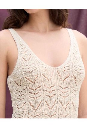 Vestido Maxi Tejido  Para Mujer Crema Seven Seven