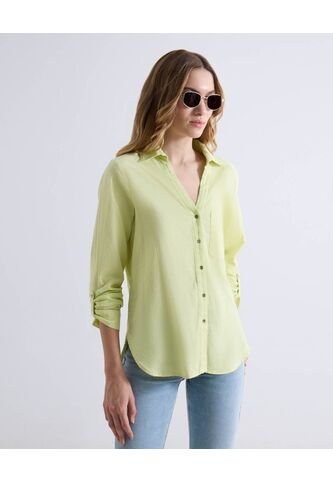 Blusa Rústica Con Bolsillo  Para Mujer Verde Seven Seven Seven Seven