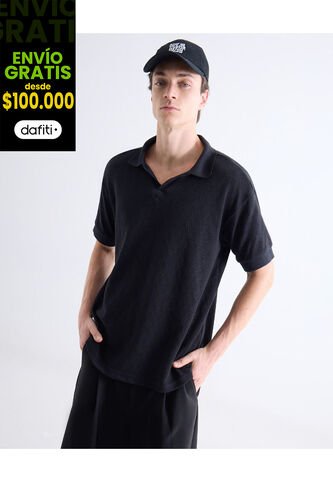 Polo  Para Hombre Cuello Tejido Sin Bolsillo Color Negro Marca Seven Seven #45110962 Seven Seven