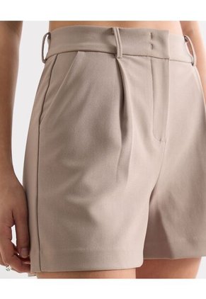 Short De Vestir Con Pinzas  Para Mujer Beige Seven Seven