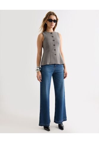 Jean Wide Leg Tiro Alto  Para Mujer Azul Seven Seven Seven Seven