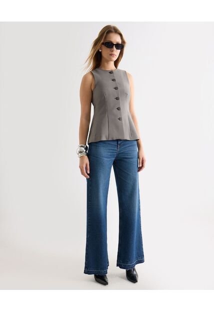 Jean Wide Leg Tiro Alto  Para Mujer Azul Seven Seven