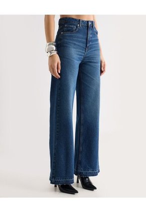 Jean Wide Leg Tiro Alto Para Mujer Azul Seven Seven