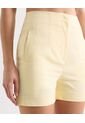 Short Tejido Plano Con Pinzas  Para Mujer Amarillo Seven Seven de Seven Seven