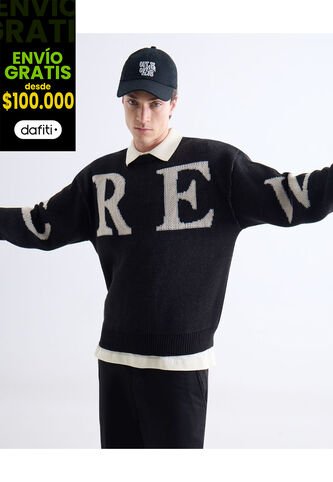 Saco  Para Hombre Cuello Redondo Color Negro Marca Seven Seven #45330271 Seven Seven