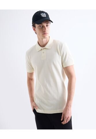 Polo  Para Hombre Cuello Tejido Sin Bolsillo Color Crema Marca Seven Seven #45110938 Seven Seven