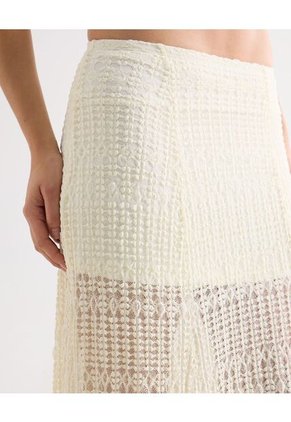 Falda Larga Tejida Transparente  Para Mujer Marfil Seven Seven