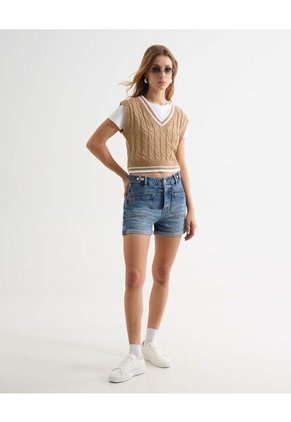 Short Para Mujer Multiusos Plano Color Azul Marca Seven Seven #28191089