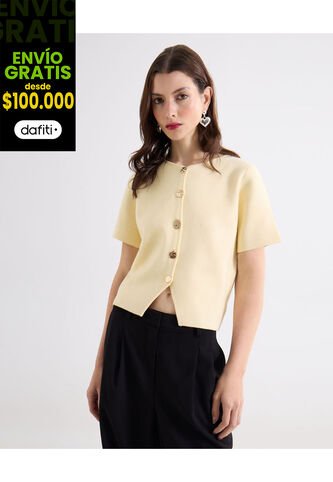 Camiseta  Para Mujer Manga Corta Cuello Redondo Color Amarillo Marca Seven Seven #28096575 Seven Seven