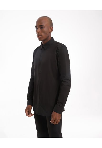 Camisa Para Hombre Manga Larga Cuello Casual M Color Negro Marca Seven Seven #45010676