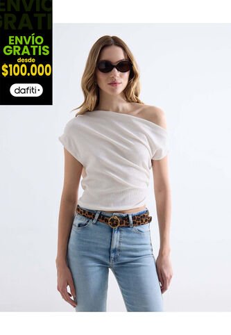 Camiseta  Para Mujer Manga Corta Moda Color Crema Marca Seven Seven #28096659 Seven Seven