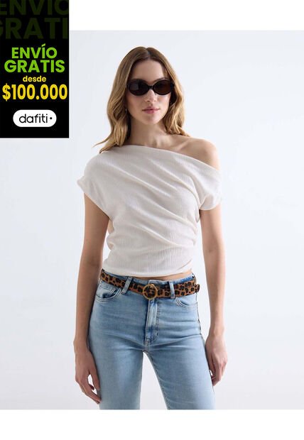 Camiseta  Para Mujer Manga Corta Moda Color Crema Marca Seven Seven #28096659