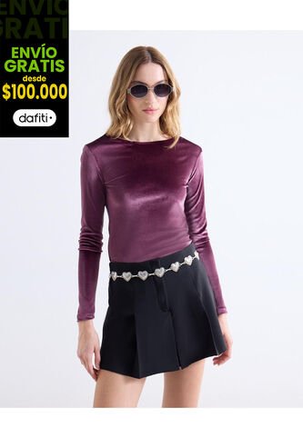 Camiseta  Para Mujer Manga Larga Cuello Redondo Color Morado Marca Seven Seven #28096597 Seven Seven