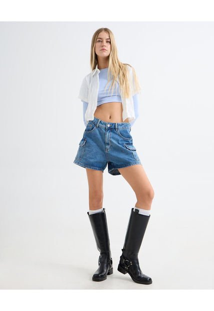 Short Para Mujer  Color Azul Medio Marca Seven Seven #28191030