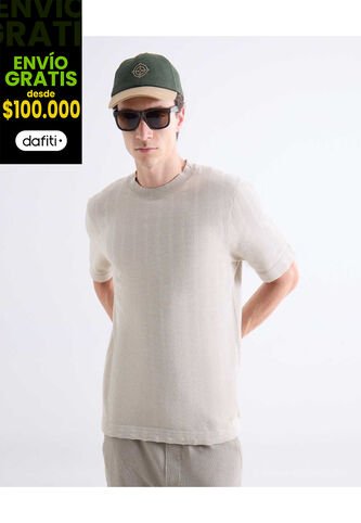 Camiseta  Para Hombre Manga Corta Cuello Redondo Color Arena Marca Seven Seven #45092766 Seven Seven