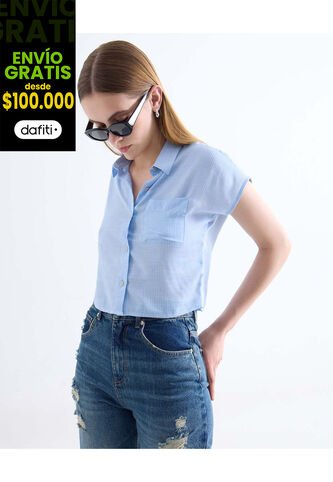 Blusa  Para Mujer Manga Corta Color Azul Marca Seven Seven #28124133 Seven Seven