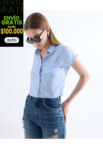 Blusa  Para Mujer Manga Corta Color Azul Marca Seven Seven #28124133