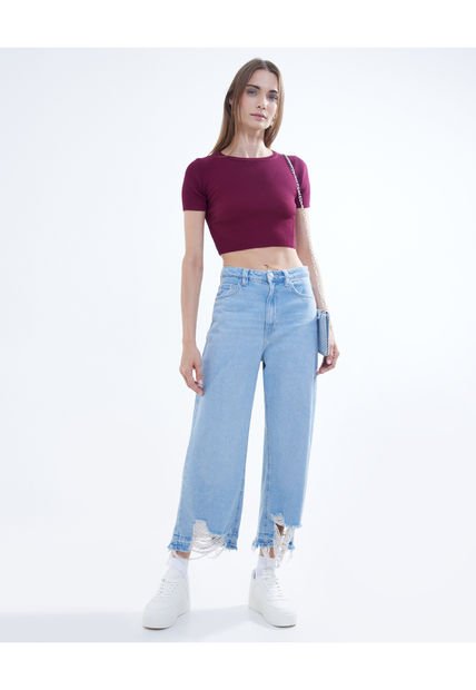 Jean Para Mujer Culotte Color Azul Medio Marca Seven Seven #28160822