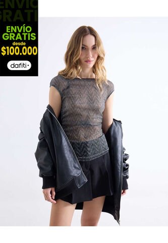 Camiseta  Para Mujer Manga Corta Cuello Redondo Color Gris Marca Seven Seven #28096591 Seven Seven