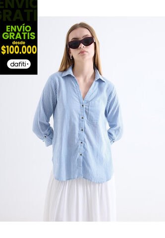 Blusa  Para Mujer Manga Larga Color Celeste Marca Seven Seven #28124138 Seven Seven