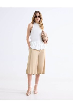 Camiseta Halter Tipo Globo  Para Mujer Marfil Seven Seven