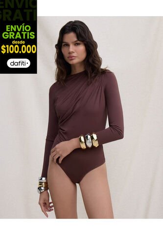 Camiseta  Para Mujer Manga Larga Cuello Alto Color Café Marca Seven Seven #28096524 Seven Seven