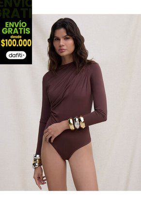 Camiseta Para Mujer Manga Larga Cuello Alto Color Café Marca Seven Seven #28096524