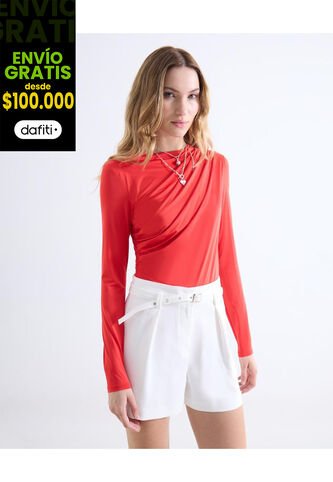 Camiseta  Para Mujer Manga Larga Cuello Alto Color Rojo Marca Seven Seven #28096525 Seven Seven