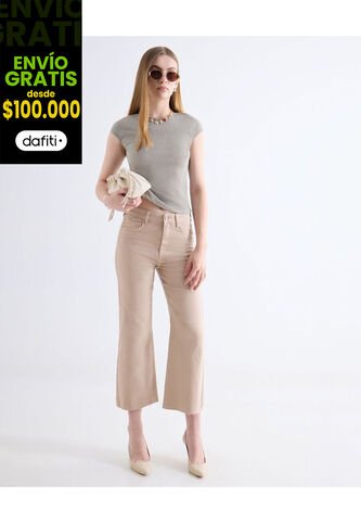 Camiseta  Para Mujer Manga Corta Cuello Redondo Color Gris Marca Seven Seven #28096622 Seven Seven