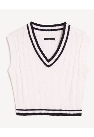 Camiseta Para Mujer Manga Sisa Cuello V Color Crudo Marca Seven Seven #28096315 Seven Seven