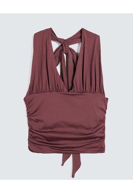 Camiseta Para Mujer Manga Sisa Cuello V Color Vino Marca Seven Seven #28096250