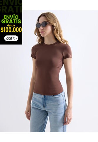 Camiseta  Para Mujer Manga Corta Cuello Redondo Color Café Marca Seven Seven #28096557 Seven Seven