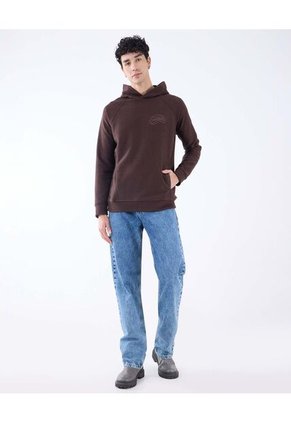 Hoodie Con Bordado  Para Hombre Café Seven Seven