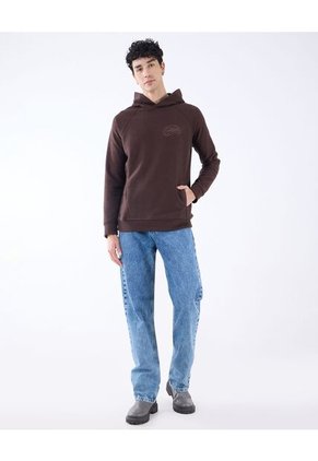 Hoodie Con Bordado  Para Hombre Café Seven Seven