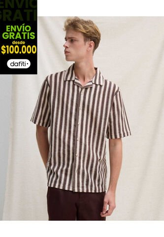 Camisa  Para Hombre Manga Corta Sin Bolsillo Cuello Resort Color Café Marca Seven Seven #45012183 Seven Seven