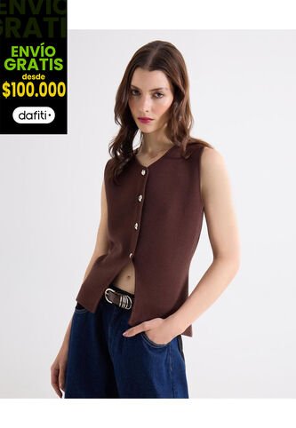 Camiseta  Para Mujer Manga Sisa Cuello Redondo Color Café Marca Seven Seven #28096521 Seven Seven