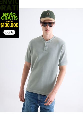 Polo  Para Hombre Cuello Tejido Sin Bolsillo Color Verde Marca Seven Seven #45110934 Seven Seven