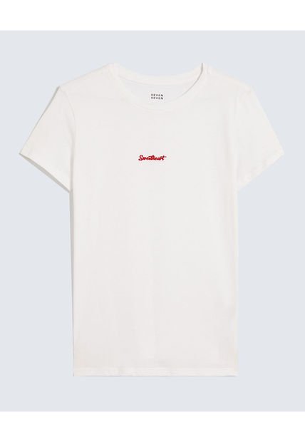 Camiseta Para Mujer Manga Corta Cuello Redondo Color Blanco Marca Seven Seven #28096224