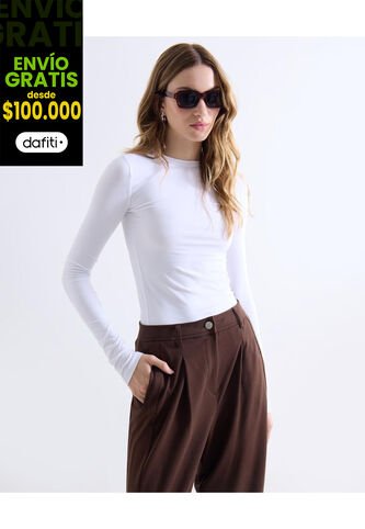 Camiseta  Para Mujer Manga Larga Cuello Redondo Color Blanco Marca Seven Seven #28096565 Seven Seven