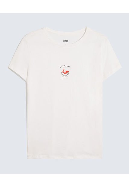 Camiseta Para Mujer Manga Corta Cuello Redondo Color Blanco Marca Seven Seven #28096220