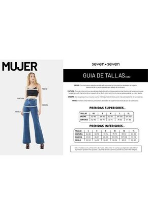 Jean Para Mujer Wide-Leg Color Azul Medio Marca Seven Seven #28160775