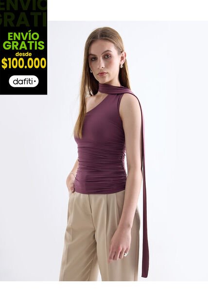 Camiseta  Para Mujer Manga Sisa Moda Color Vino Marca Seven Seven #28096514