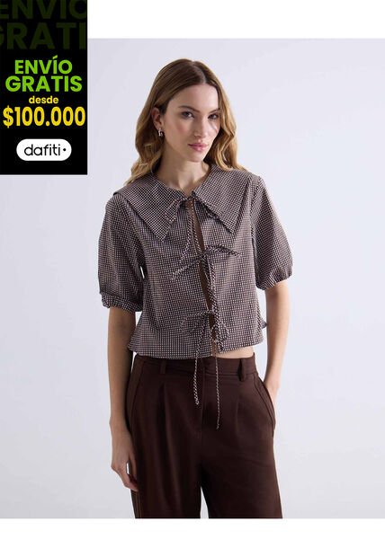 Blusa  Para Mujer Manga Corta Color Café Marca Seven Seven #28124122