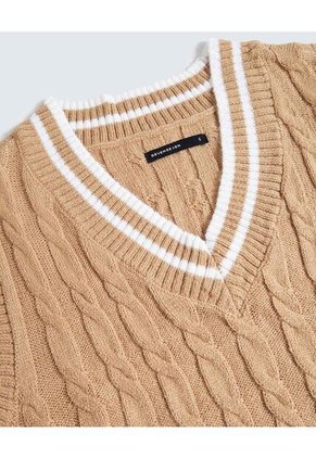 Chaleco Para Mujer Manga Sisa Cuello V Color Arena Marca Seven Seven #28096315