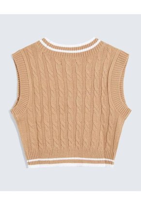 Chaleco Para Mujer Manga Sisa Cuello V Color Arena Marca Seven Seven #28096315