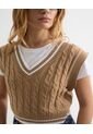 Chaleco Para Mujer Manga Sisa Cuello V Color Arena Marca Seven Seven #28096315 de Seven Seven