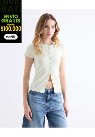 Camiseta  Para Mujer Manga Corta Cuello Redondo Color Verde Marca Seven Seven #28096615 Seven Seven