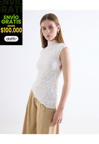 Camiseta  Para Mujer Manga Corta Cuello Alto Color Blanco Marca Seven Seven #28096605 Seven Seven