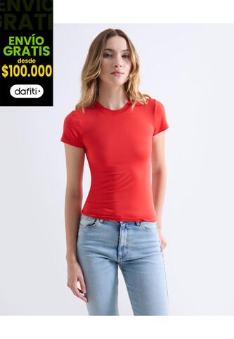 Camiseta  Para Mujer Manga Corta Cuello Redondo Color Rojo Marca Seven Seven #28096560 Seven Seven