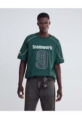 Camiseta Screen Oversize  Para Hombre Verde Seven Seven Seven Seven